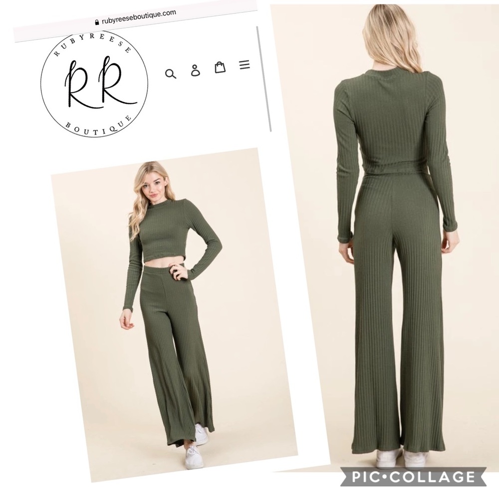 Ribbed Lounge Crop Set